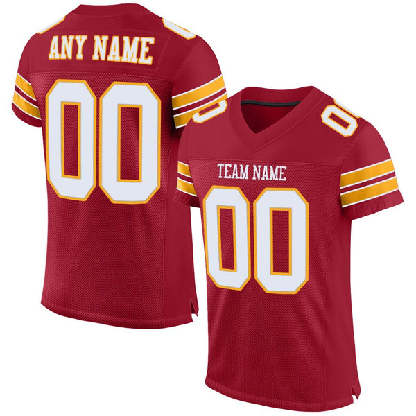 Custom Cardinal White-Gold Mesh Authentic Football Jersey Custom Cardinal White-Gold Mesh Authentic Football Jersey