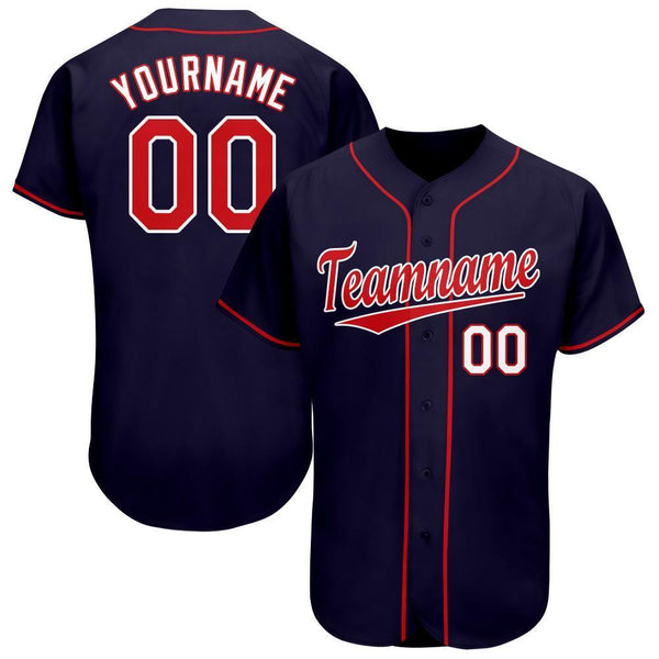 Custom Navy Red-White Baseball Jersey Custom Navy Red-White Baseball Jersey