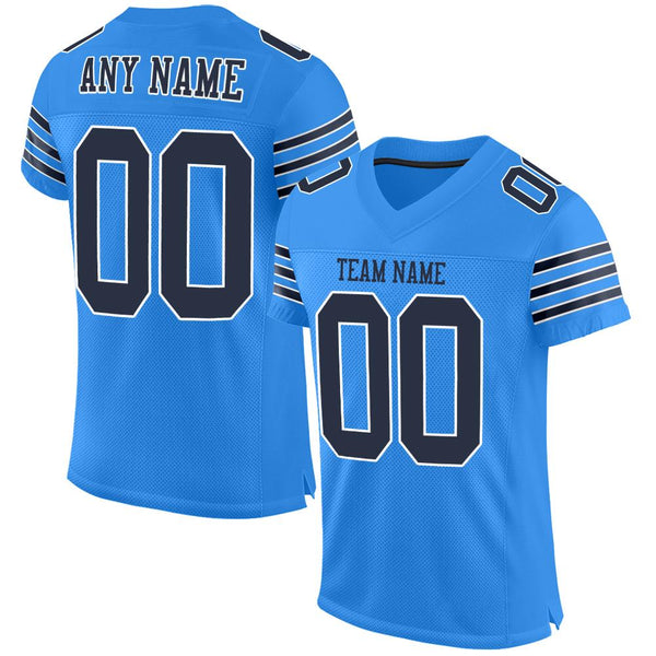 Custom Powder Blue Navy-White Mesh Authentic Football Jersey Custom Powder Blue Navy-White Mesh Authentic Football Jersey