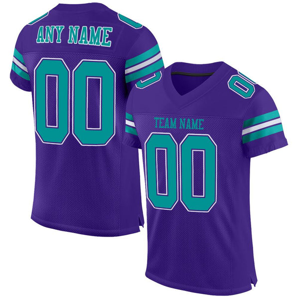 Custom Purple Aqua-White Mesh Authentic Football Jersey Custom Purple Aqua-White Mesh Authentic Football Jersey