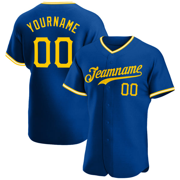 Custom Royal Gold-White Authentic Baseball Jersey Custom Royal Gold-White Authentic Baseball Jersey