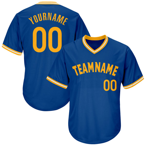 Custom Royal Gold-White Authentic Throwback Rib-Knit Baseball Jersey Shirt Custom Royal Gold-White Authentic Throwback Rib-Knit Baseball Jersey Shirt