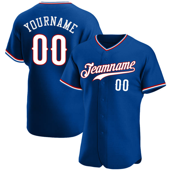 Custom Royal White-Red Authentic Baseball Jersey Custom Royal White-Red Authentic Baseball Jersey