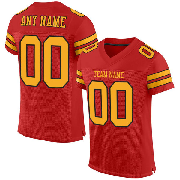 Custom Scarlet Gold-Black Mesh Authentic Football Jersey Custom Scarlet Gold-Black Mesh Authentic Football Jersey