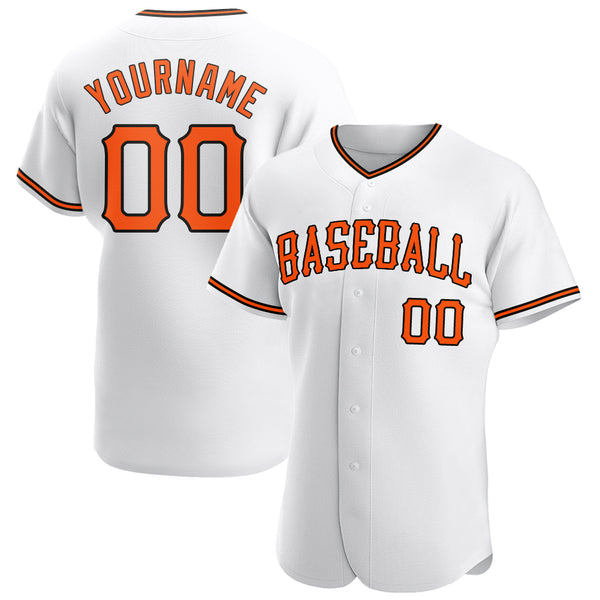 Custom White Orange-Black Authentic Baseball Jersey Custom White Orange-Black Authentic Baseball Jersey
